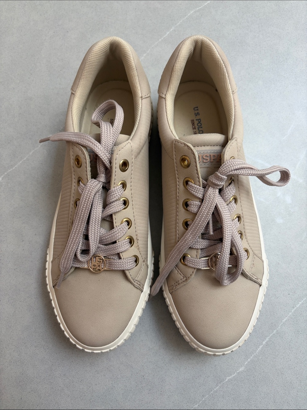 U.S. Polo Assn. Women's Light Beige Lace-Up Sneakers